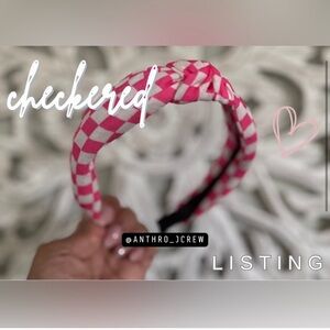 Pink and White Checkered Headband